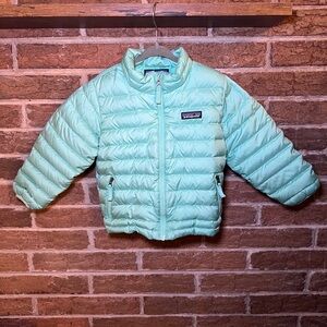 Patagonia Toddler 3T Light Blue Green Puffer Jacket Spring Coat Down Fill Light